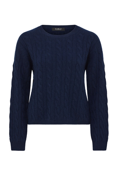Cashwool Cable Crew Jumper - Navy – Cable Melbourne