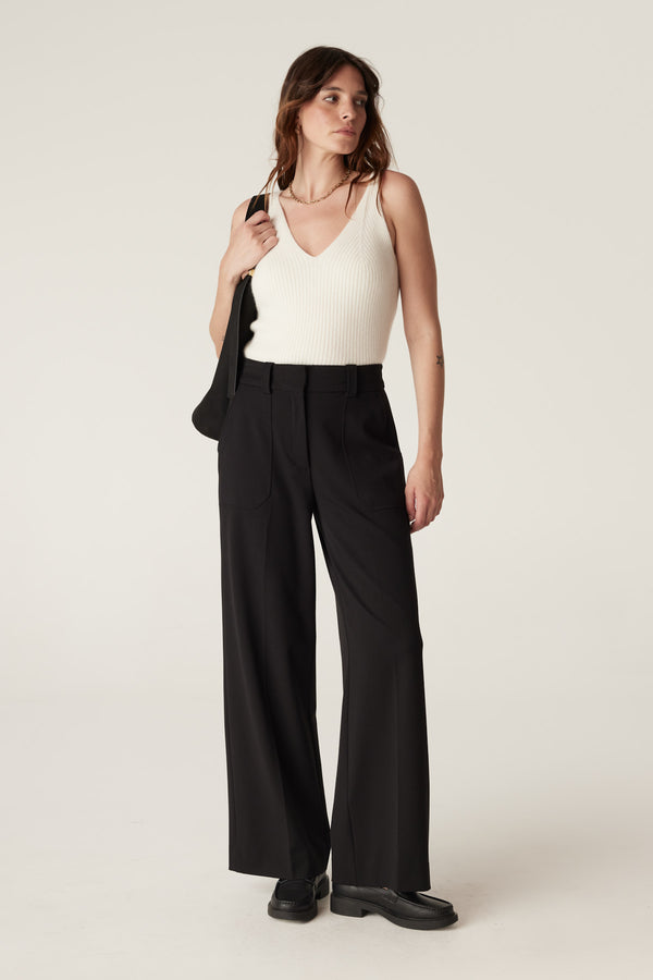 Evie Wide Leg Pant - Black-Pants-Cable Melbourne