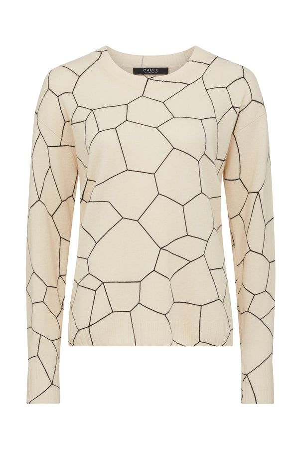 Cashwool Print Crew Jumper - Scale Print-Jumpers-Cable Melbourne