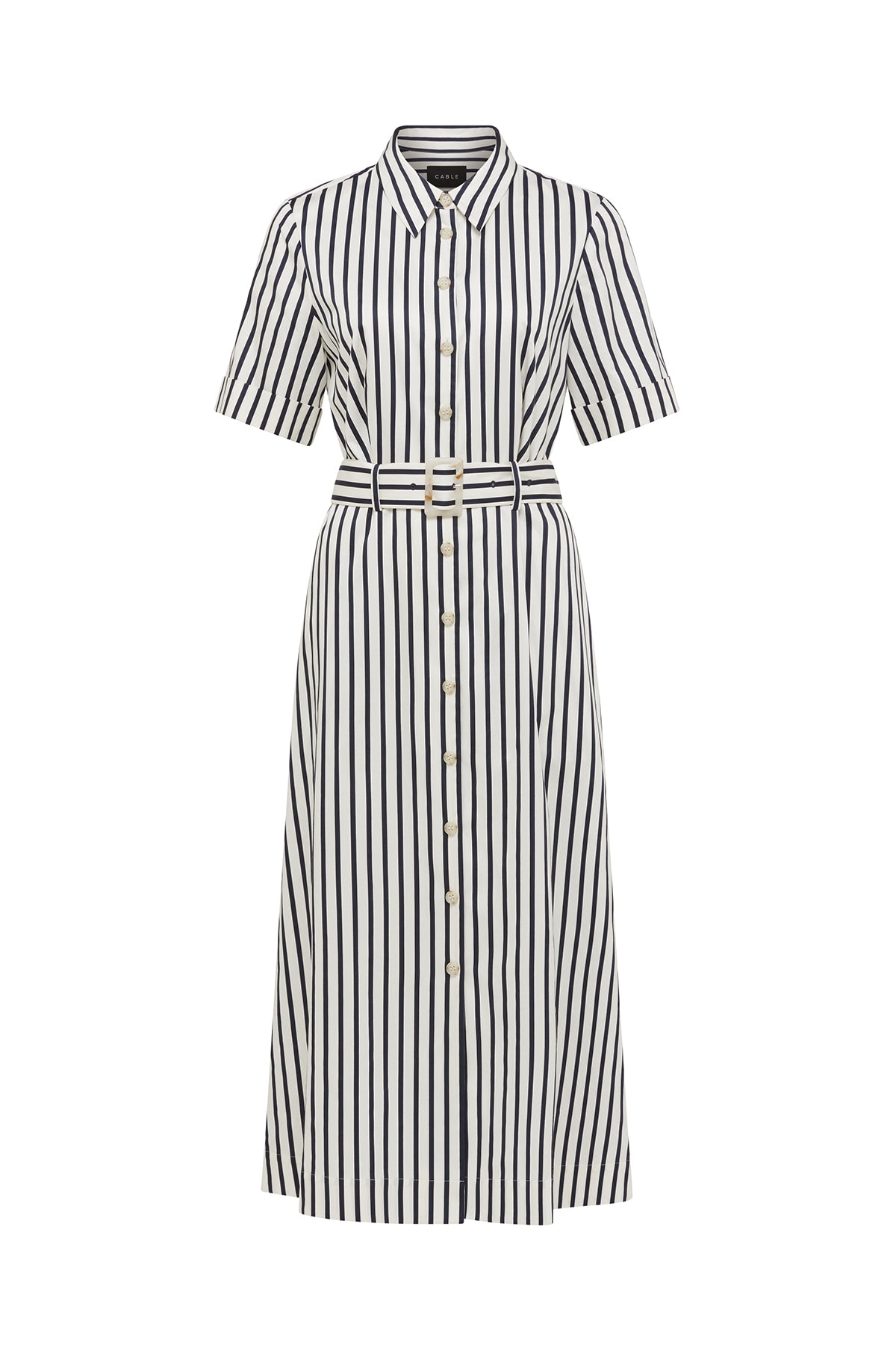 Lina Stripe Shirt Dress - Navy Stripe – Cable Melbourne