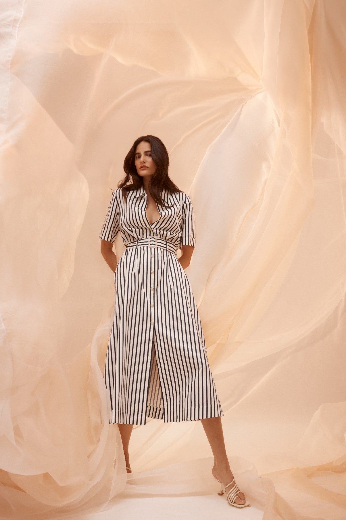 Lina Stripe Shirt Dress - Navy Stripe – Cable Melbourne