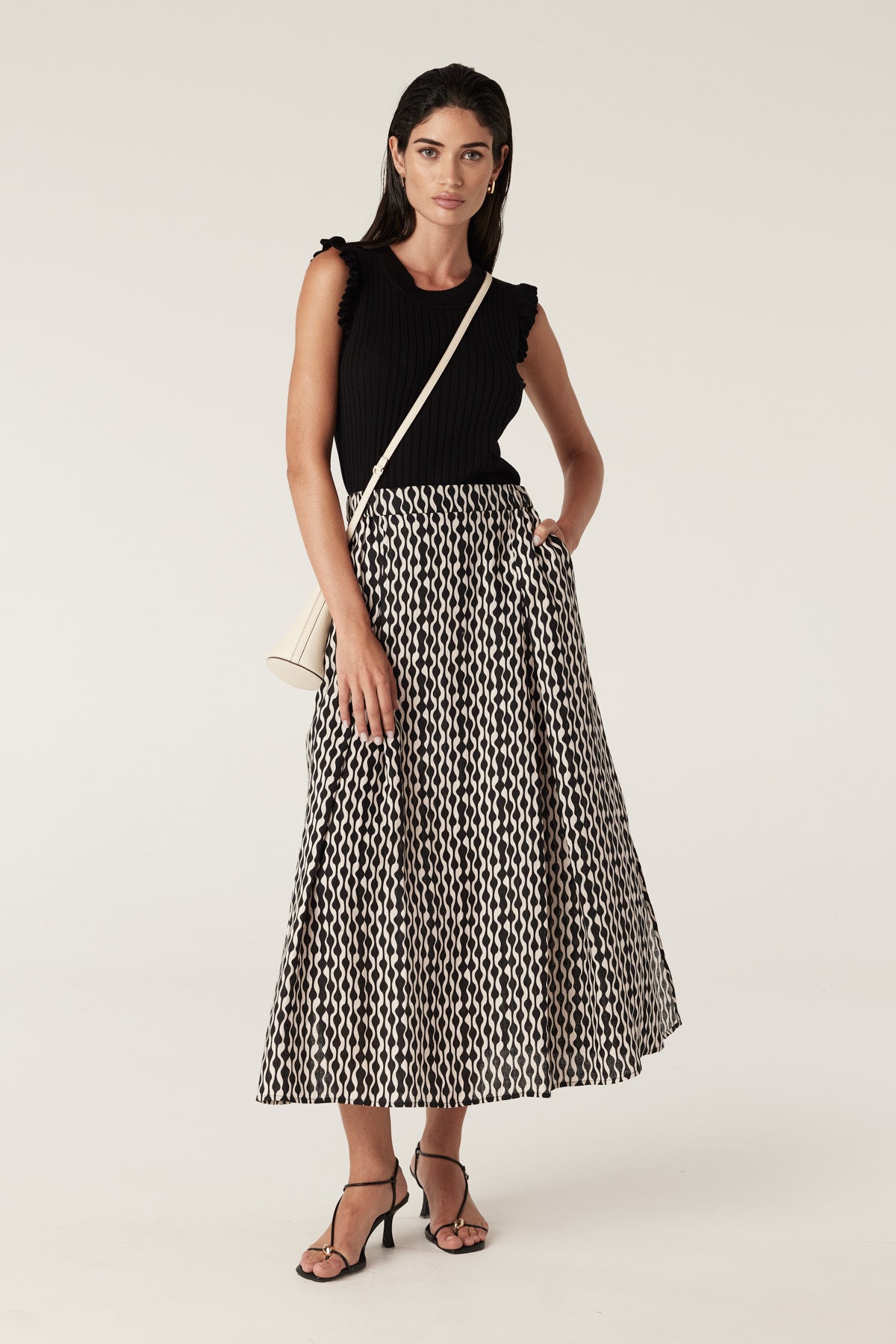 Drift Linen Skirt - Ripple Print – Cable Melbourne