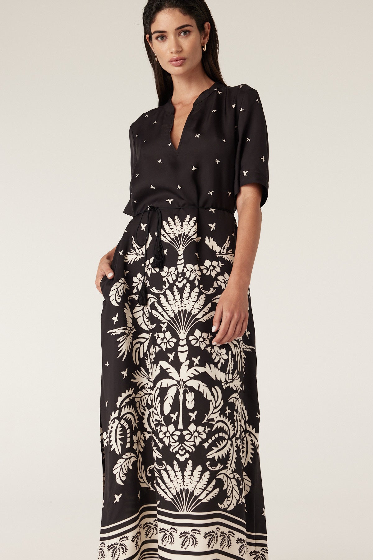 Twilight Kaftan - Black Palm Print – Cable Melbourne