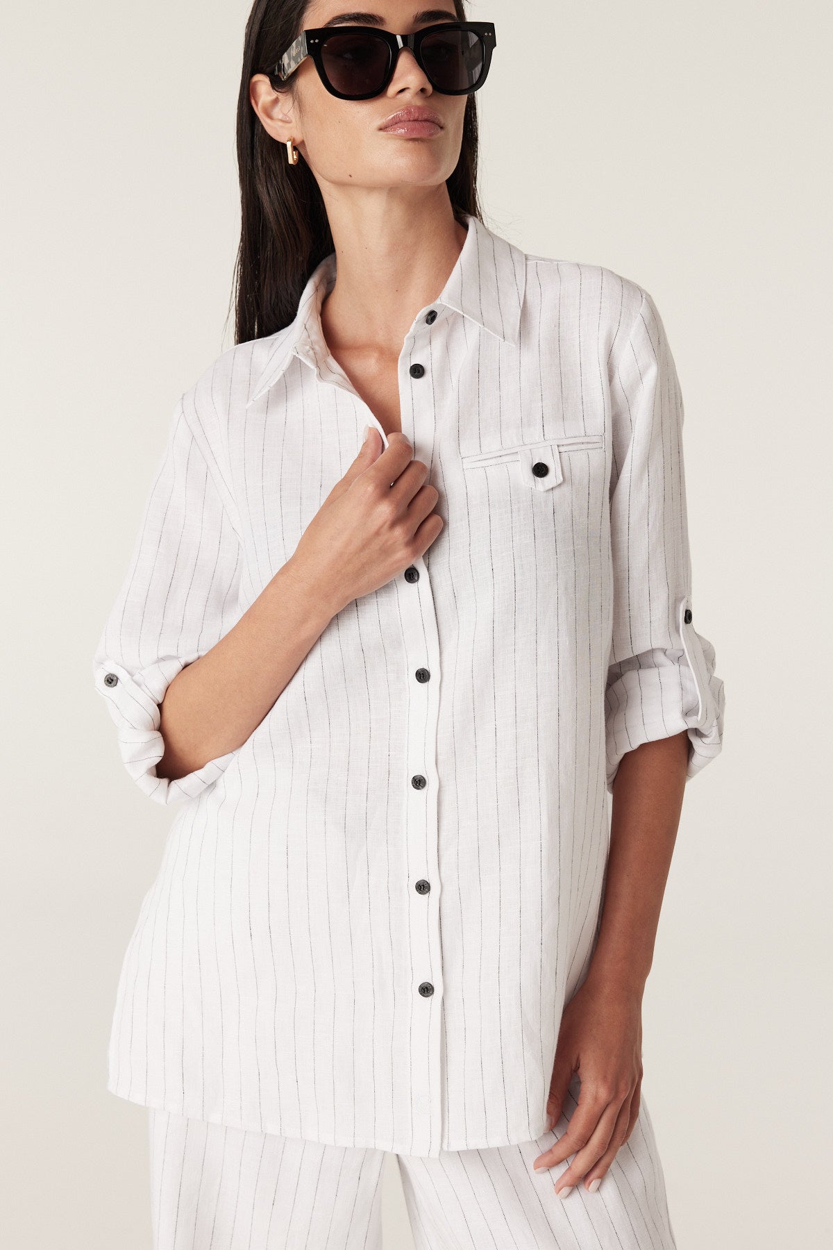 Sail Linen Shirt - White Pinstripe – Cable Melbourne