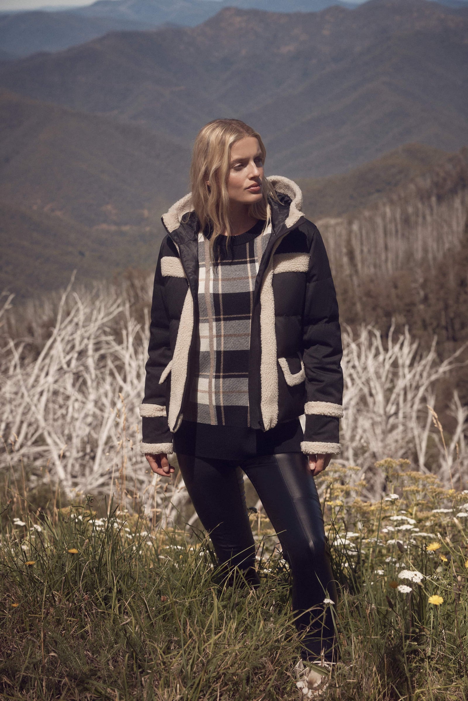 Elke Shearling Puffer - Black – Cable Melbourne