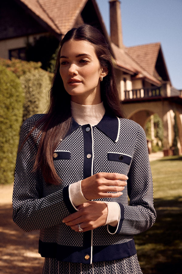Astoria Crepe Jacket - Navy-Jackets-Cable Melbourne