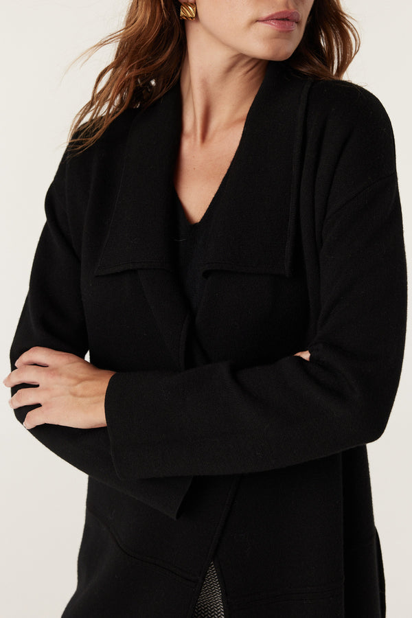Cable Melbourne Parsons Merino Cardigan - Black