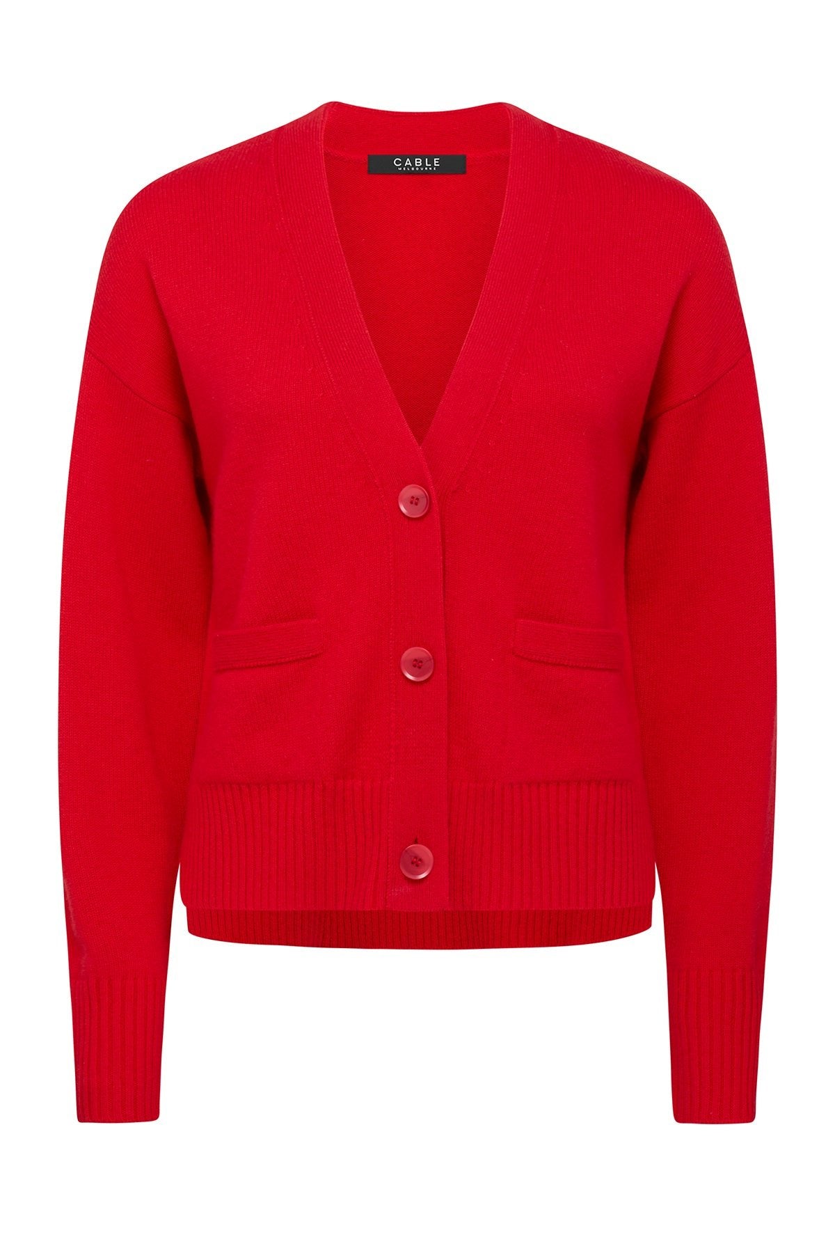 Cardigan Rouge Casmari En Cachemire - Top à Manches Longues Avec Volants - Taille 2