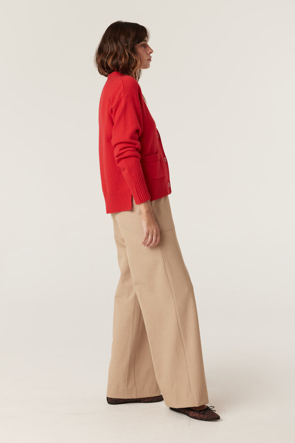 Cashwool V Cardigan - Poppy Red-Cardigans-Cable Melbourne