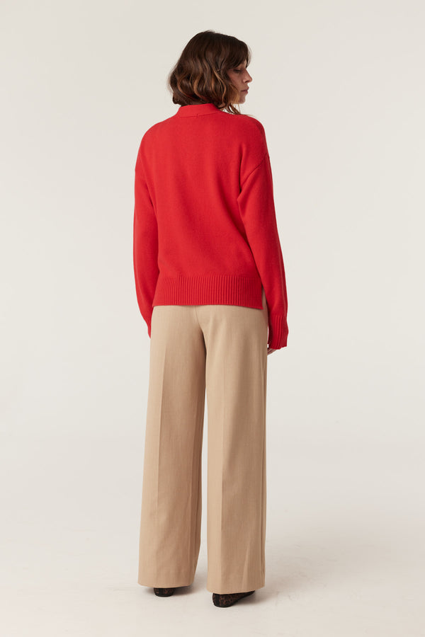 Cashwool V Cardigan - Poppy Red-Cardigans-Cable Melbourne