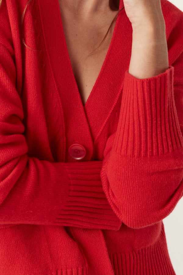 Cashwool V Cardigan - Poppy Red-Cardigans-Cable Melbourne