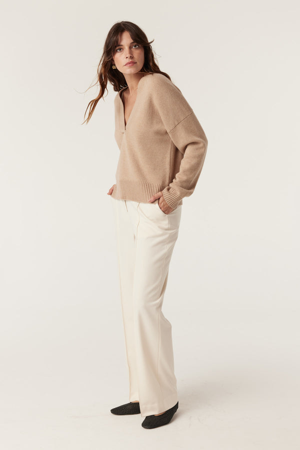 Cashwool V Jumper - Camel-Jumpers-Cable Melbourne