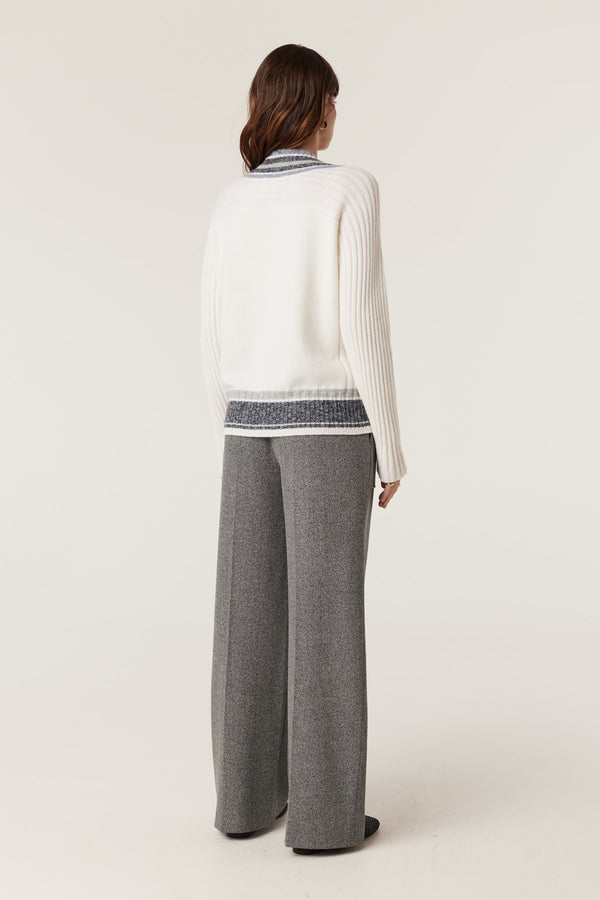 Cashwool Varsity Jumper - Milk-Jumpers-Cable Melbourne