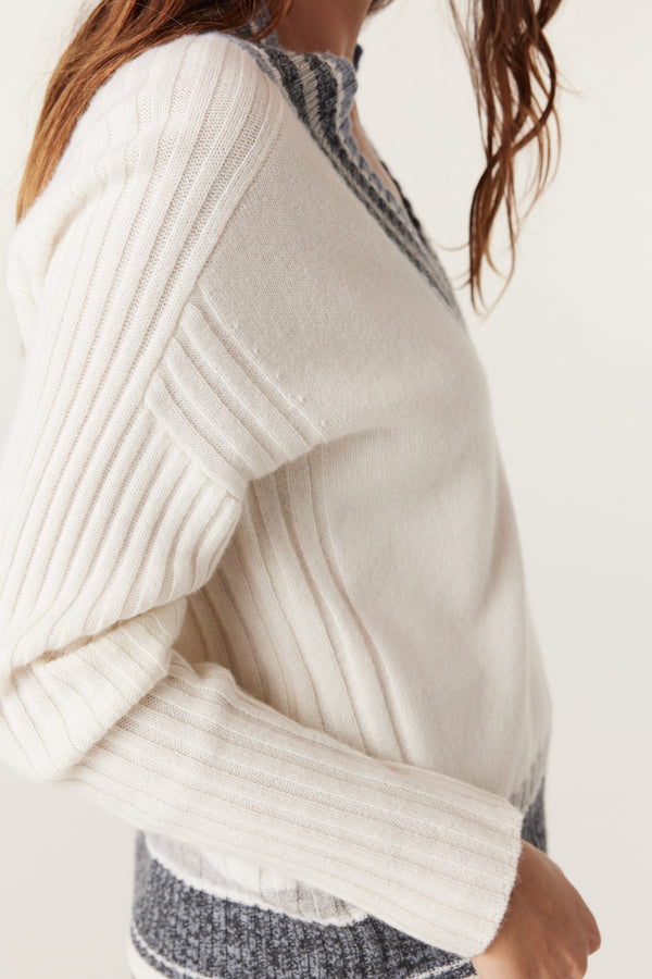 Cashwool Varsity Jumper - Milk-Jumpers-Cable Melbourne
