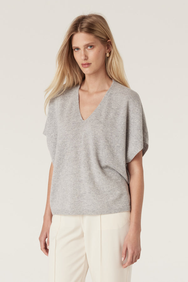 Pure Cashmere Relaxed Top - Grey Marle-Tops-Cable Melbourne