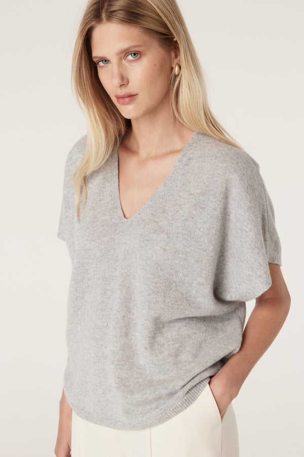 Pure Cashmere Relaxed Top - Grey Marle-Tops-Cable Melbourne