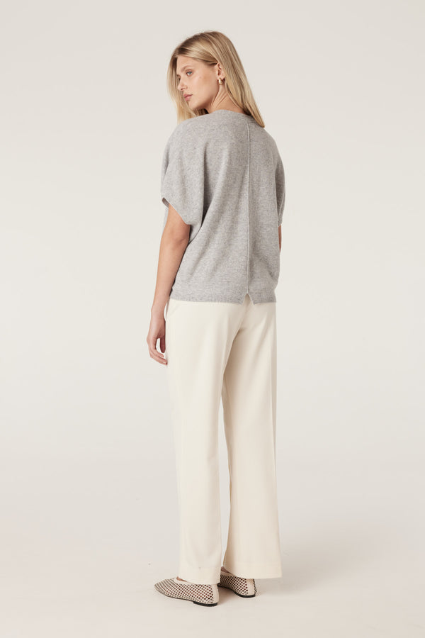 Pure Cashmere Relaxed Top - Grey Marle-Tops-Cable Melbourne