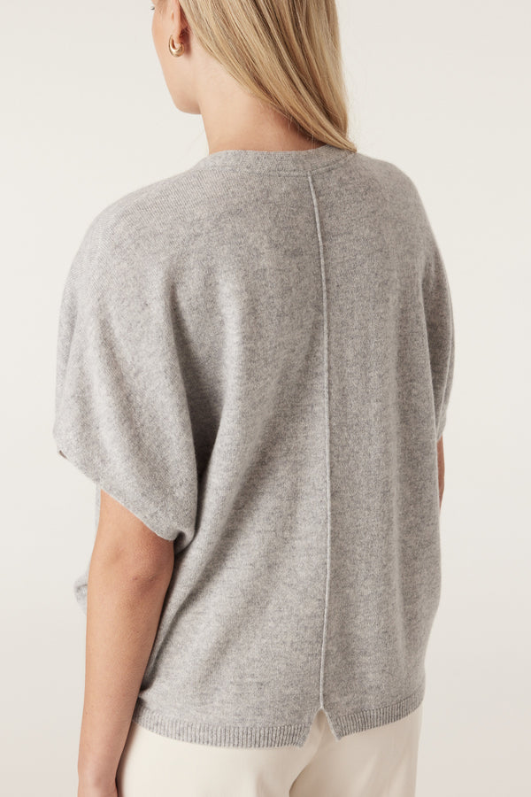 Pure Cashmere Relaxed Top - Grey Marle-Tops-Cable Melbourne