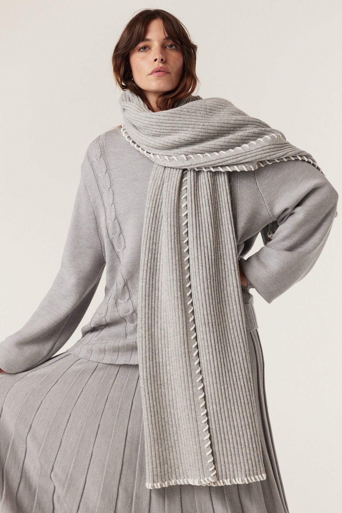 Cashwool Blanket Scarf - Grey Marle – Cable Melbourne
