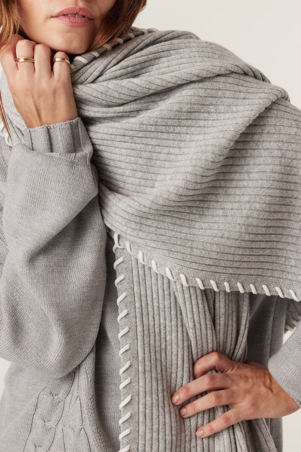Cashwool Blanket Scarf - Grey Marle-Accessories-Cable Melbourne