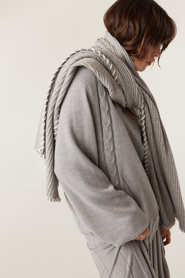 Cashwool Blanket Scarf - Grey Marle-Accessories-Cable Melbourne