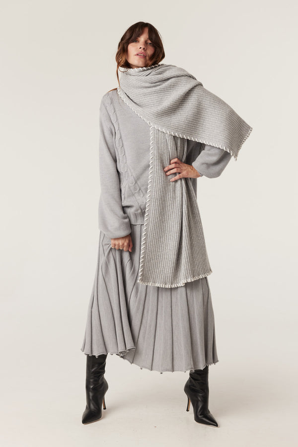 Cashwool Blanket Scarf - Grey Marle-Accessories-Cable Melbourne