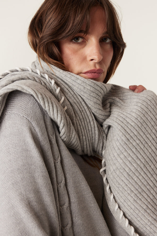 Cashwool Blanket Scarf - Grey Marle-Accessories-Cable Melbourne