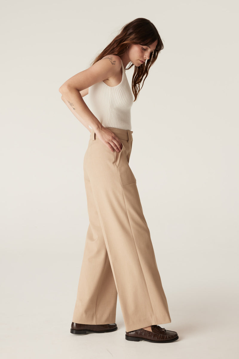 Pure Cashmere Rib Singlet - Milk-Tops-Cable Melbourne
