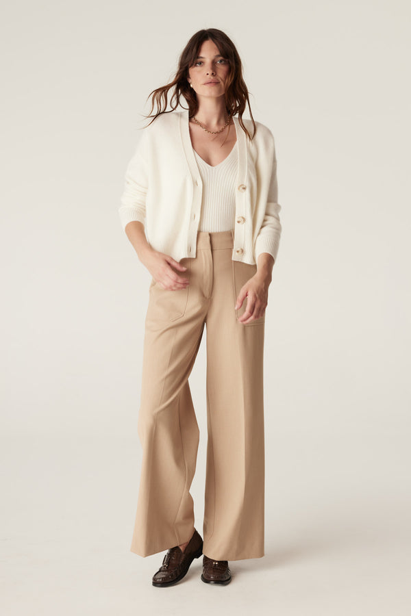 Pure Cashmere V Cardigan - Milk-Cardigans-Cable Melbourne