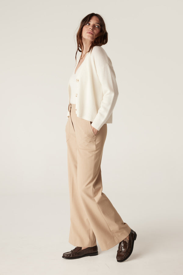 Pure Cashmere V Cardigan - Milk-Cardigans-Cable Melbourne