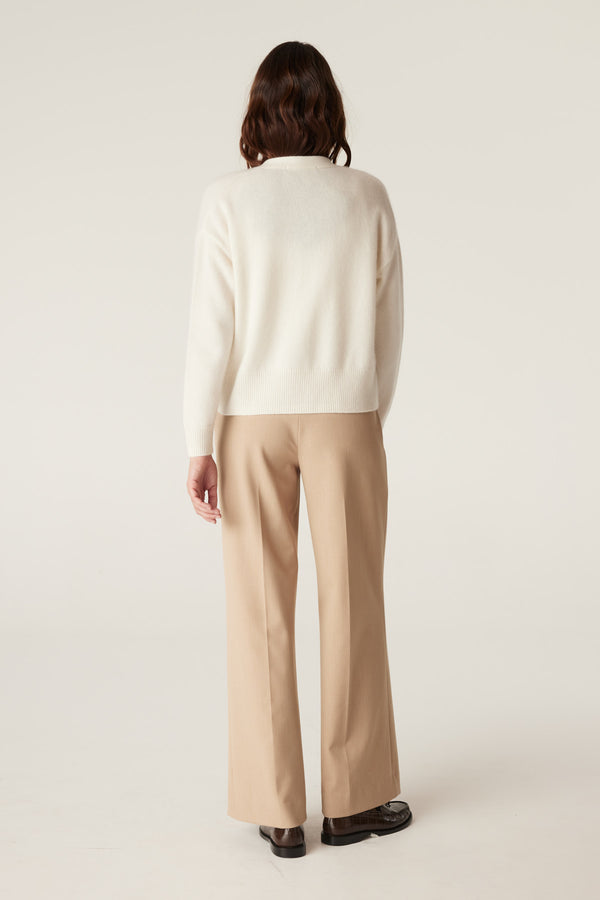 Pure Cashmere V Cardigan - Milk-Cardigans-Cable Melbourne