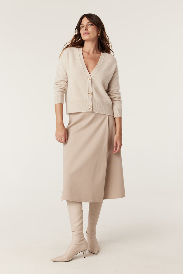 Pure Cashmere V Cardigan - Oatmeal-Cardigans-Cable Melbourne