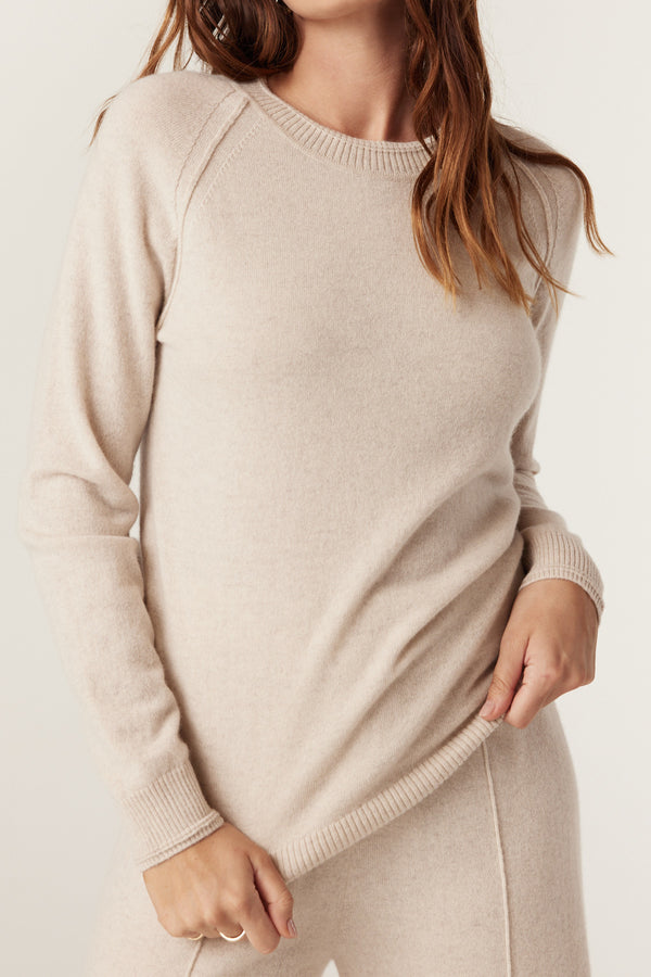 Cashmere Crew Jumper - Oatmeal-Jumpers-Cable Melbourne