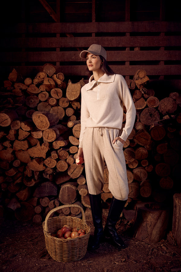 Cashwool Track Pant - Oatmeal-Pants-Cable Melbourne