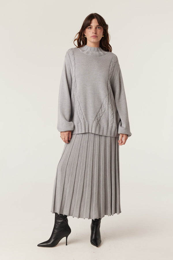 Lucern Merino Jumper - Grey Marle-Jumpers-Cable Melbourne