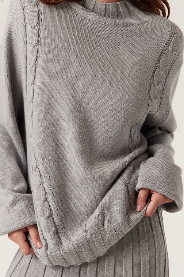 Lucern Merino Jumper - Grey Marle-Jumpers-Cable Melbourne