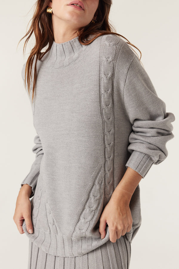 Lucern Merino Jumper - Grey Marle-Jumpers-Cable Melbourne