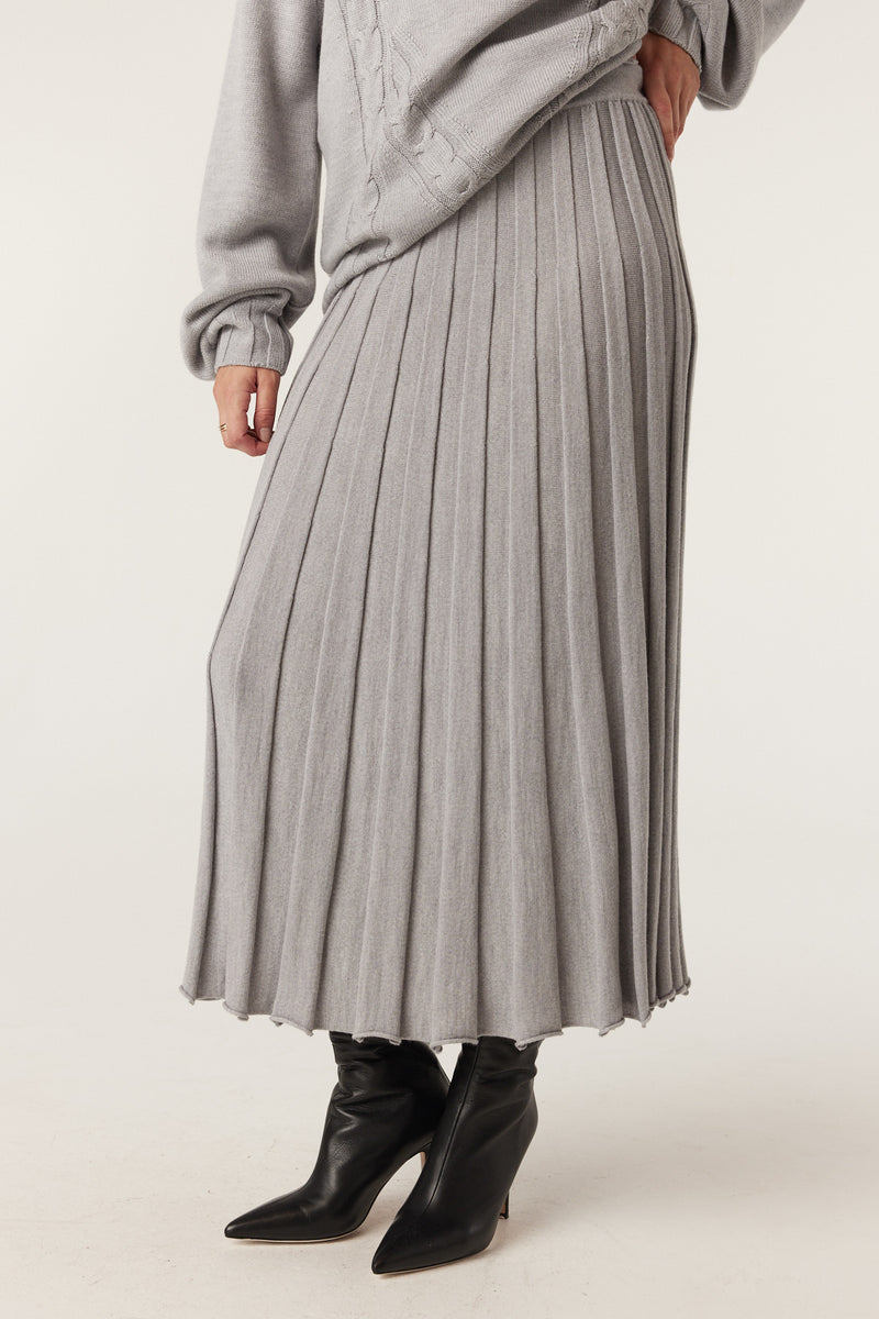 Franzi Merino Skirt - Grey Marle-Skirts-Cable Melbourne