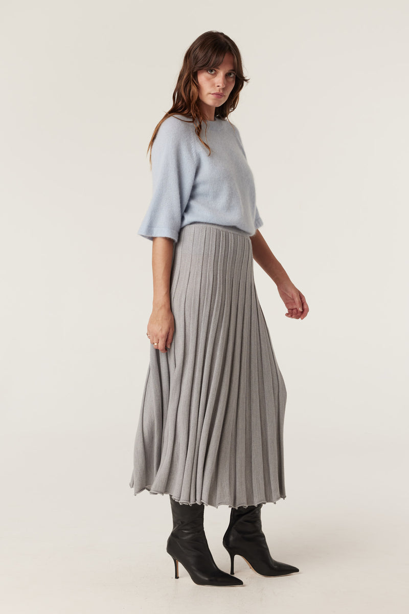 Franzi Merino Skirt - Grey Marle-Skirts-Cable Melbourne