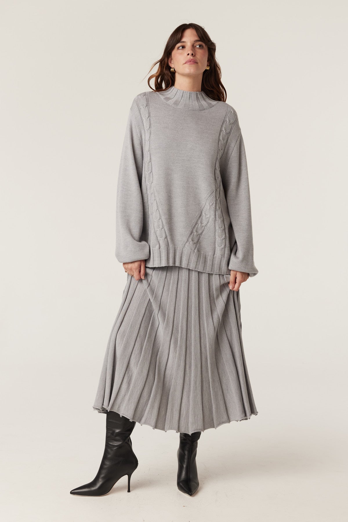 Franzi Merino Skirt - Grey Marle – Cable Melbourne