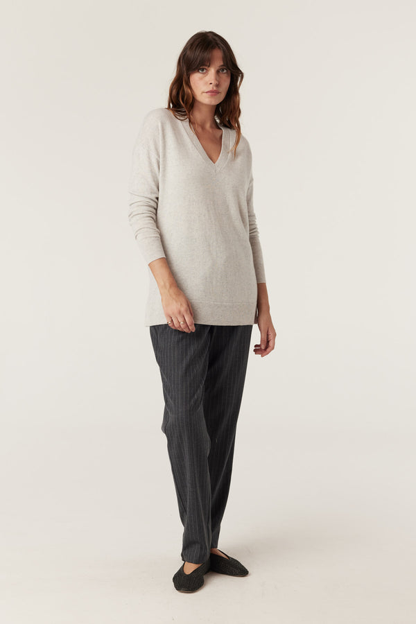 Cashwool V Jumper - Grey Marle-Jumpers-Cable Melbourne