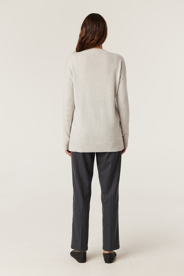 Cashwool V Jumper - Grey Marle-Jumpers-Cable Melbourne