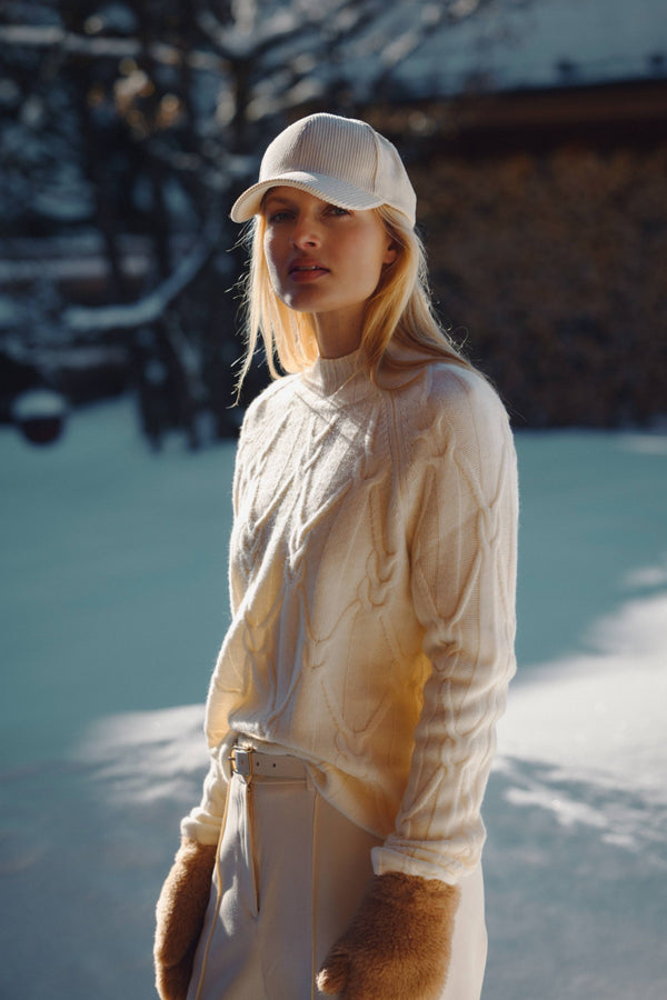 Cashwool Cable Jumper - Milk-Jumpers-Cable Melbourne