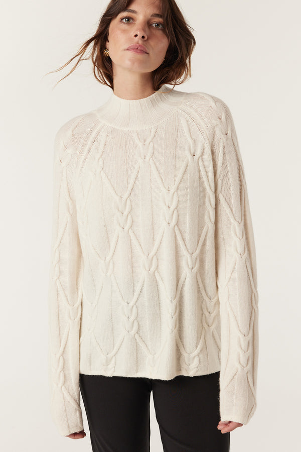 Cashwool Cable Jumper - Milk-Jumpers-Cable Melbourne