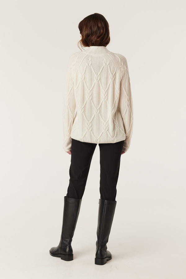Cashwool Cable Jumper - Milk-Jumpers-Cable Melbourne
