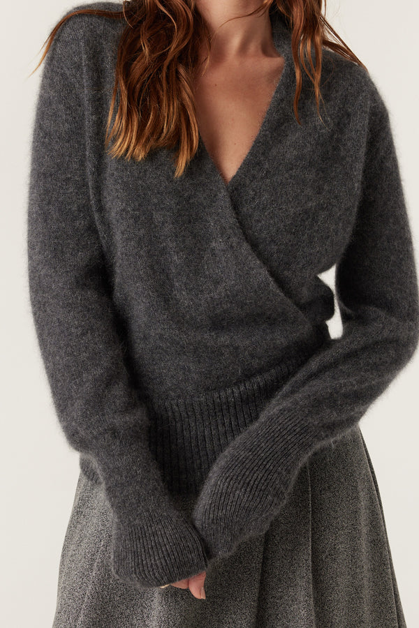 Brushed Pure Cashmere Jumper - Charcoal-Jumpers-Cable Melbourne