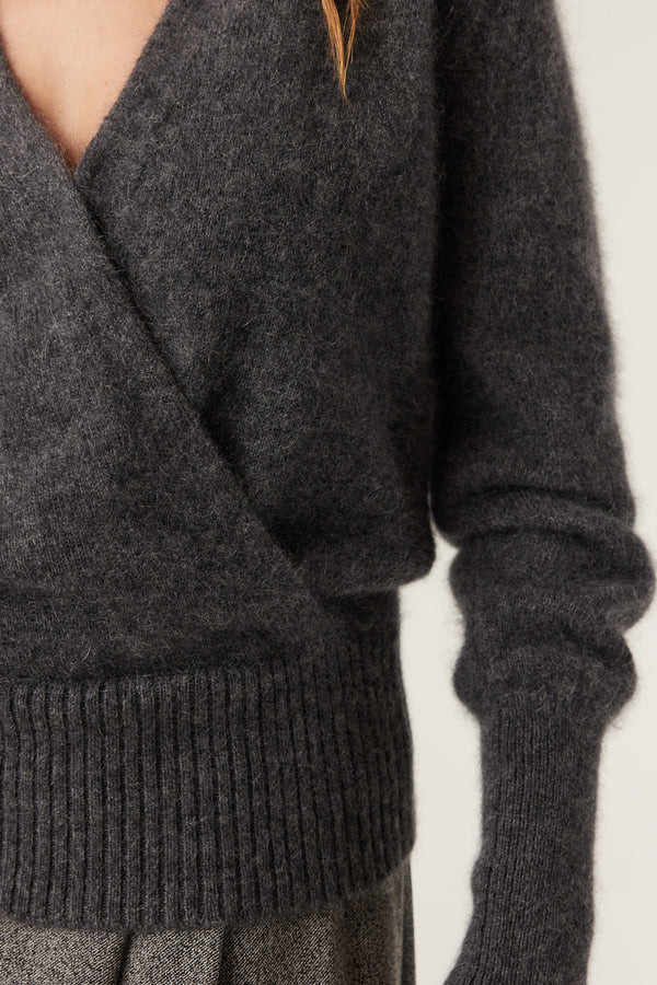 Brushed Pure Cashmere Jumper - Charcoal-Jumpers-Cable Melbourne