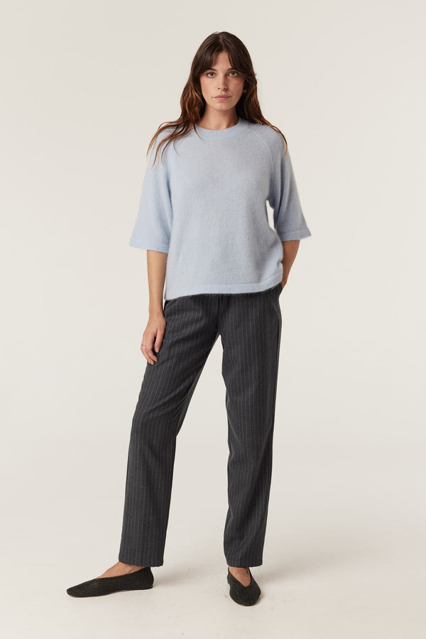 Brushed Pure Cashmere Top - Pale Blue-Tops-Cable Melbourne