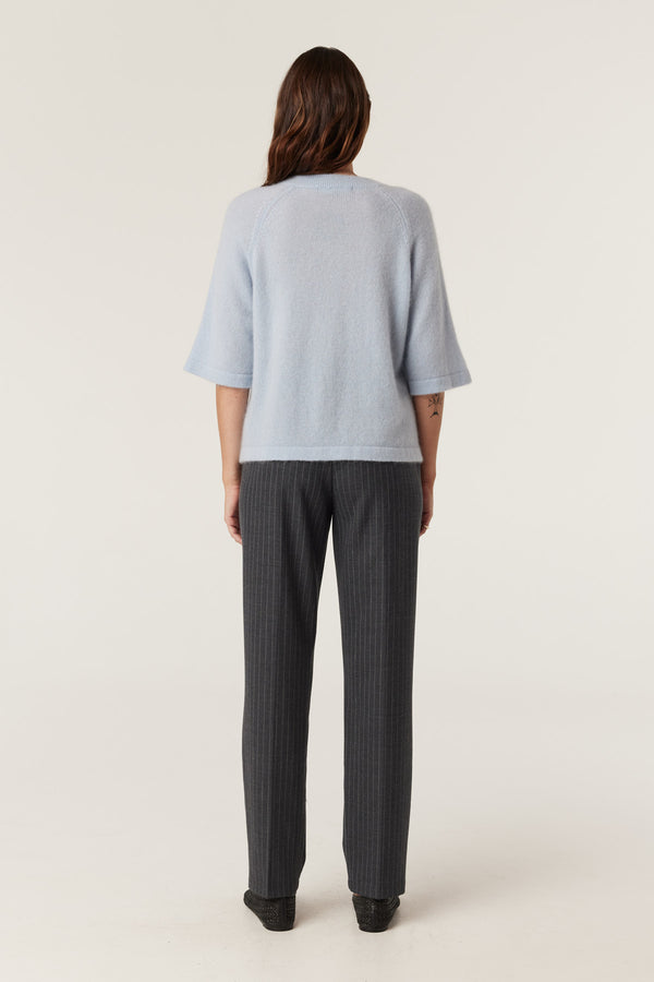 Brushed Pure Cashmere Top - Pale Blue-Tops-Cable Melbourne