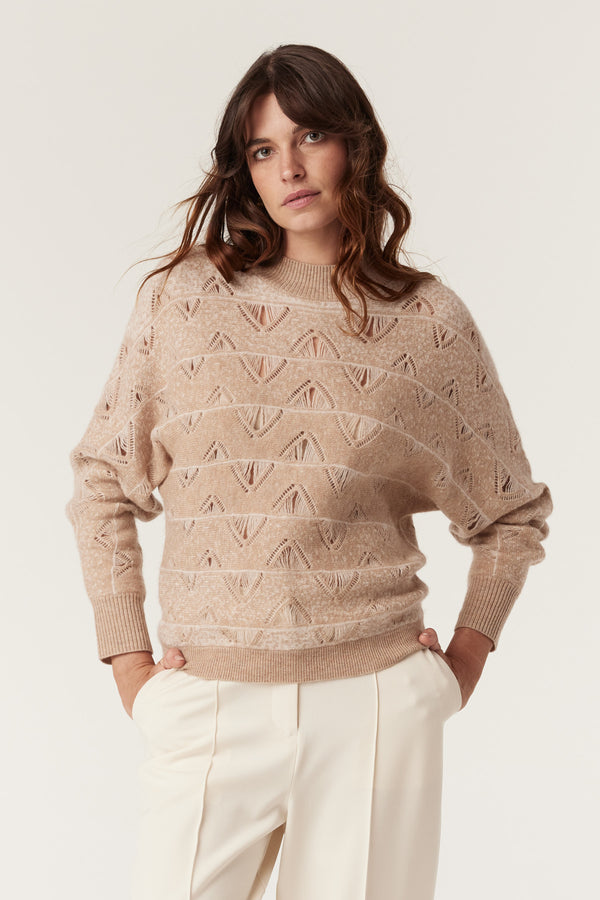 Cashwool Batwing Jumper - Latte-Jumpers-Cable Melbourne